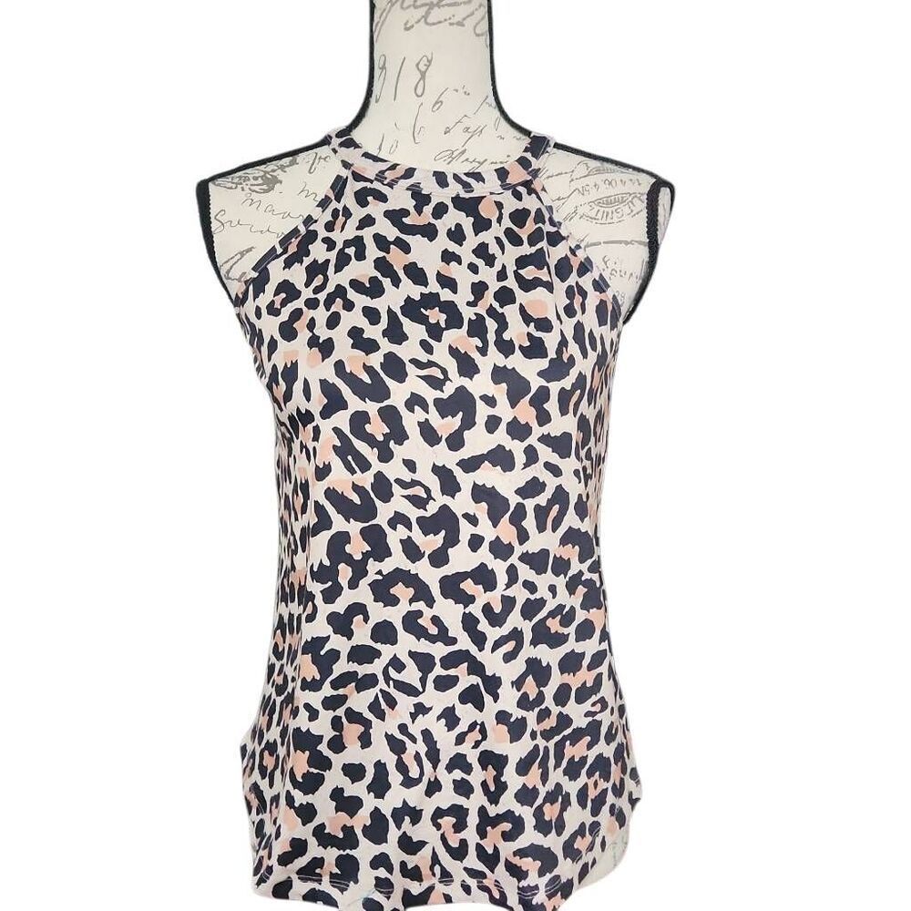 Ramisu Collection Women's Size XS Beige Black Leopard Print Halter Tank